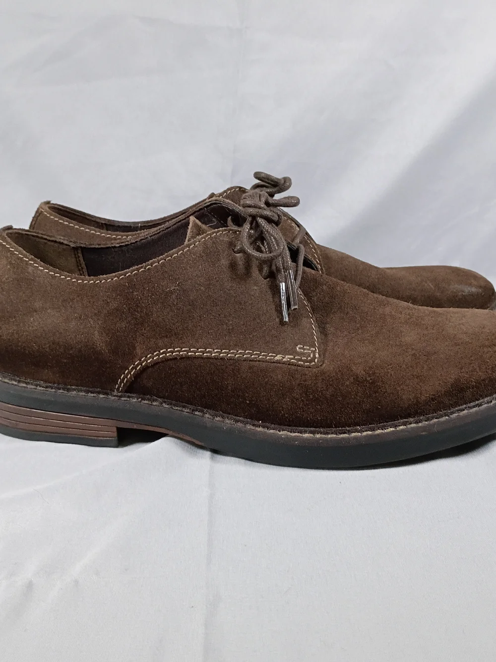 Clarks Paulson Plain Brown Suede Derby Oxford Dress Shoes Mens Size 10